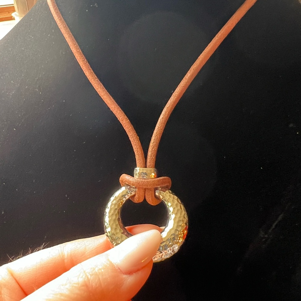 Ralph Lauren Toggle Necklace - Silver & Leather - Picture 5 of 10